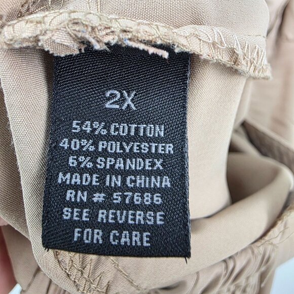 Womens Beige Strapless Button-Front Jumpsuit With Pockets & Elastic Hem Size 2X - Picture 10 of 16